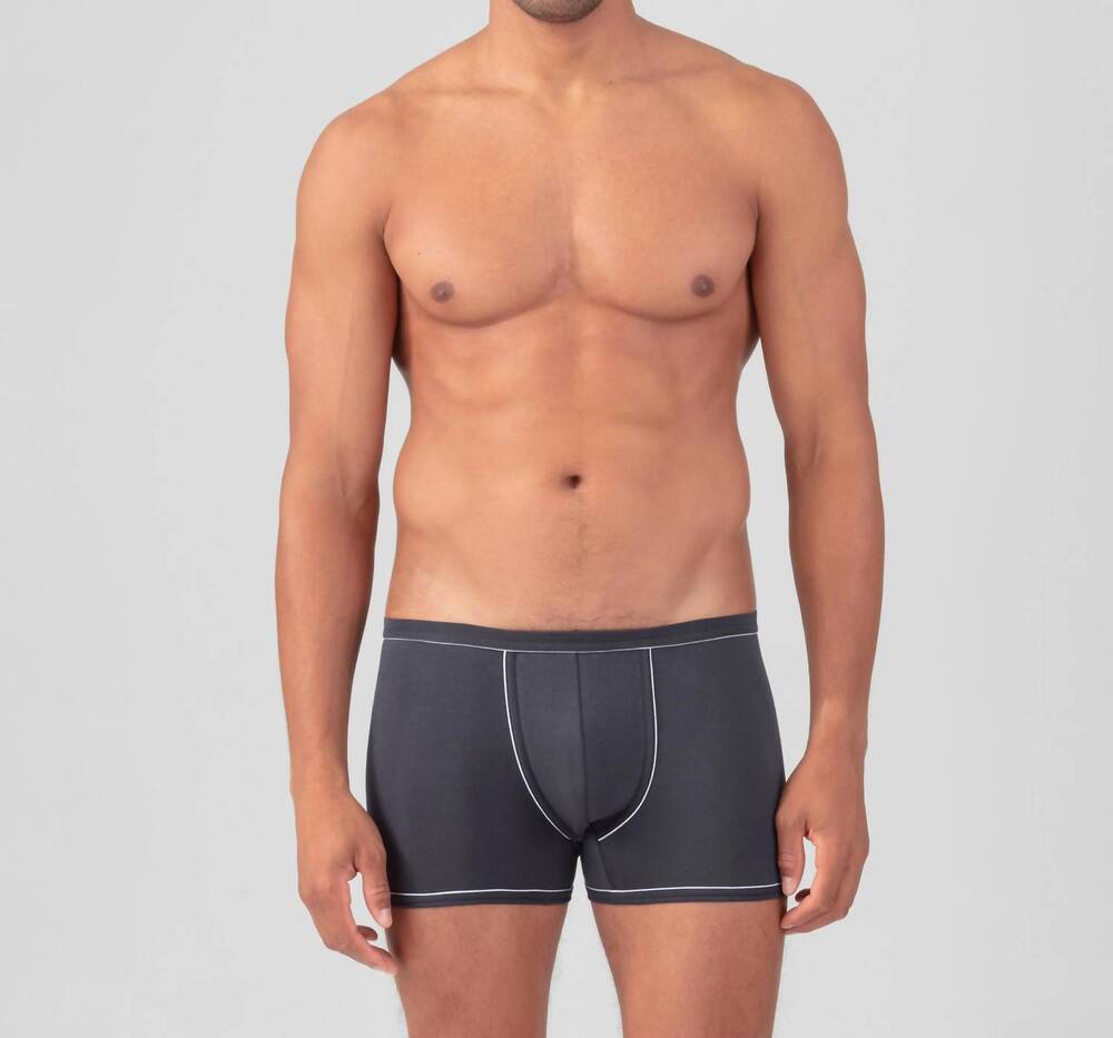 NEW RON DORFF pull-on boxer briefs with piping in lava grey